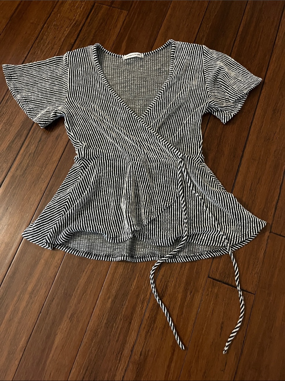 Black & White Striped Wrap blouse
